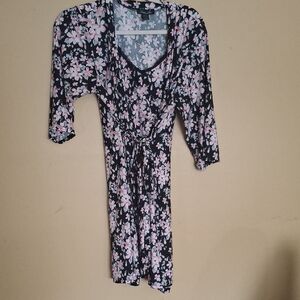 Rene Rofe XL Black Pink Flower Nightgown Robe Set